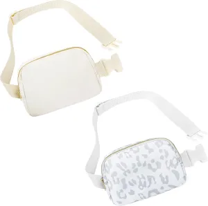 Waist Belt Bag Fashion Fanny Women and Men Gift Waist Pack With Adjustable Strap For Travel Running Hiking Walking Off White Leopard White