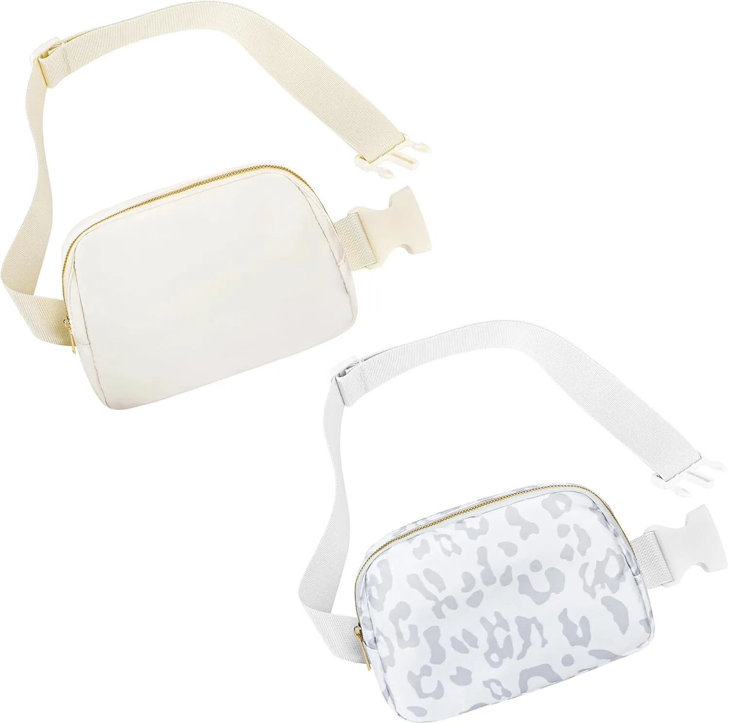 Waist Belt Bag Fashion Fanny Women and Men Gift Waist Pack With Adjustable Strap For Travel Running Hiking Walking Off White Leopard White