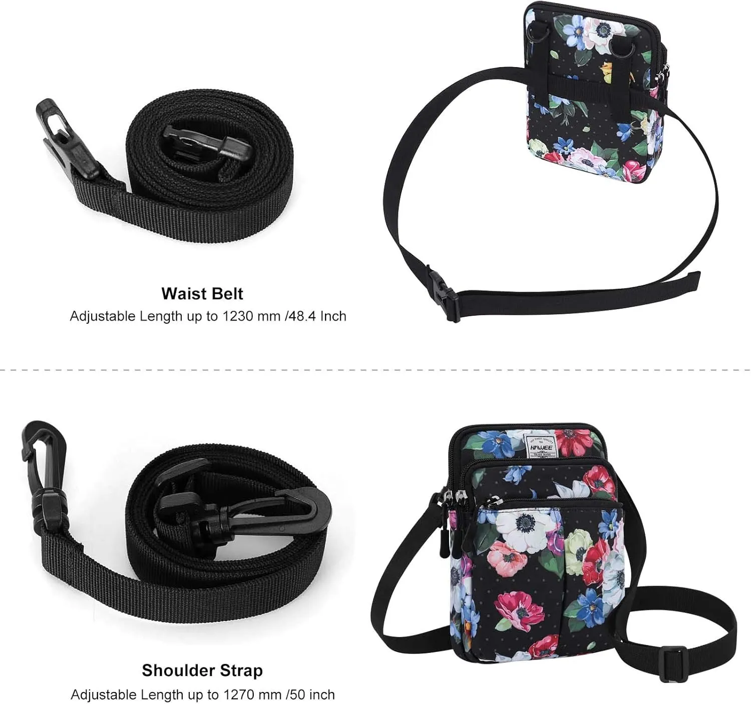 Waist Belt Bag for Women and Men Cross Body Cell Phone Purse Adjustable Shoulder Strap Travel Hip Pouch Multifunctional Fashion Fanny Packs Water Repellent, Hawaii Flower