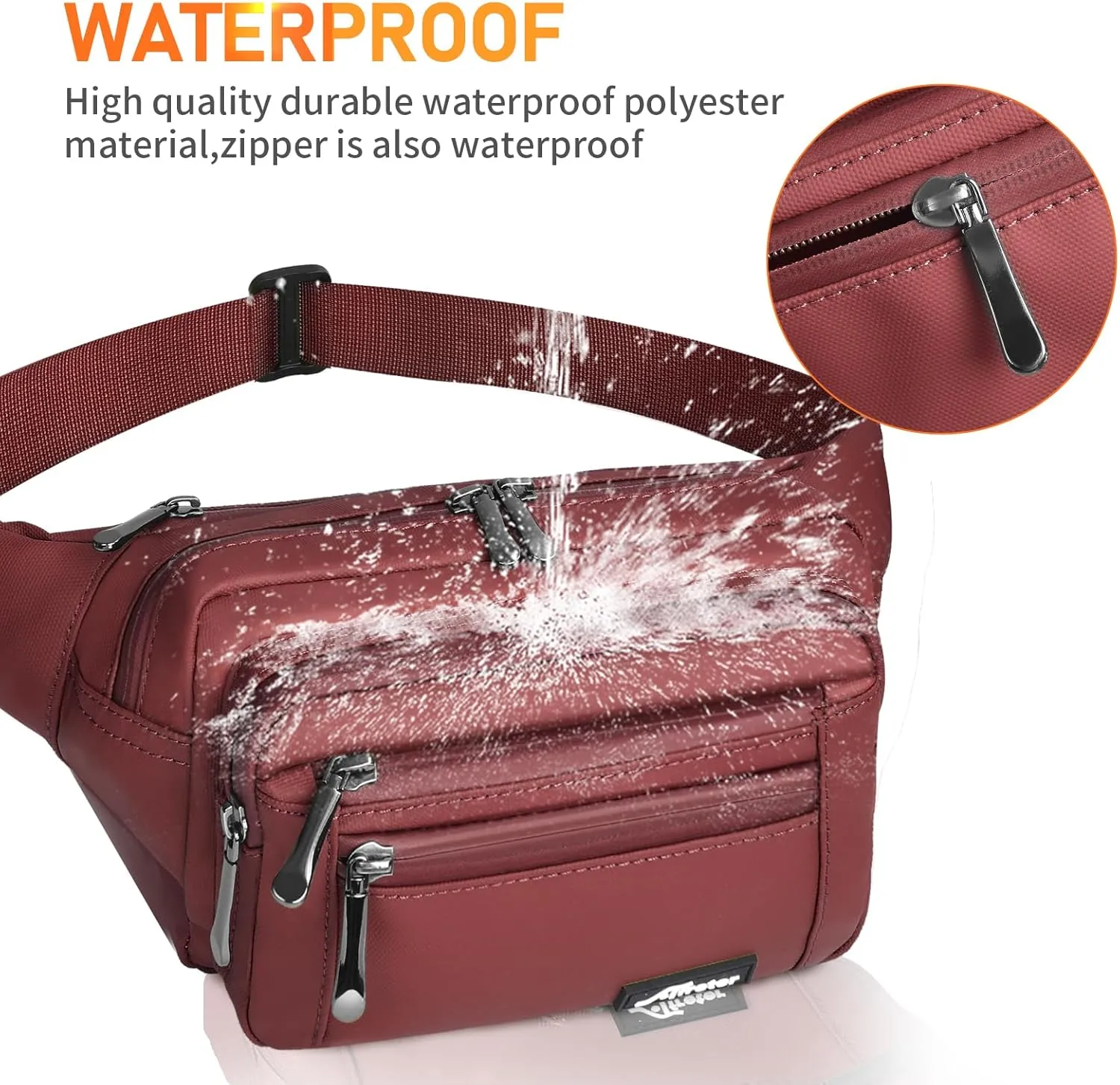 Waist Pack Bag Fanny Pack for Men&Women Hip Bum Bag with Adjustable Strap for Outdoors Workout Traveling Casual Running Hiking Cycling (Wine Red)