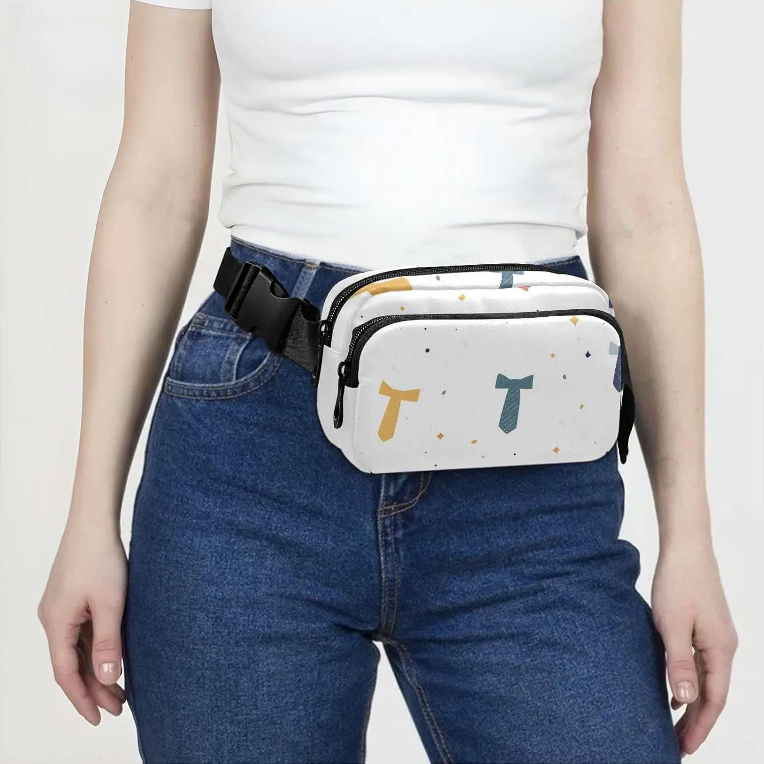 Waist Pack Crossbody Passport Bag, Father's Day Belt Men's Tie, Women Men Waterproof Sling Chest Bags with Adjustable Strap Fanny Packs for Workout Running Hiking