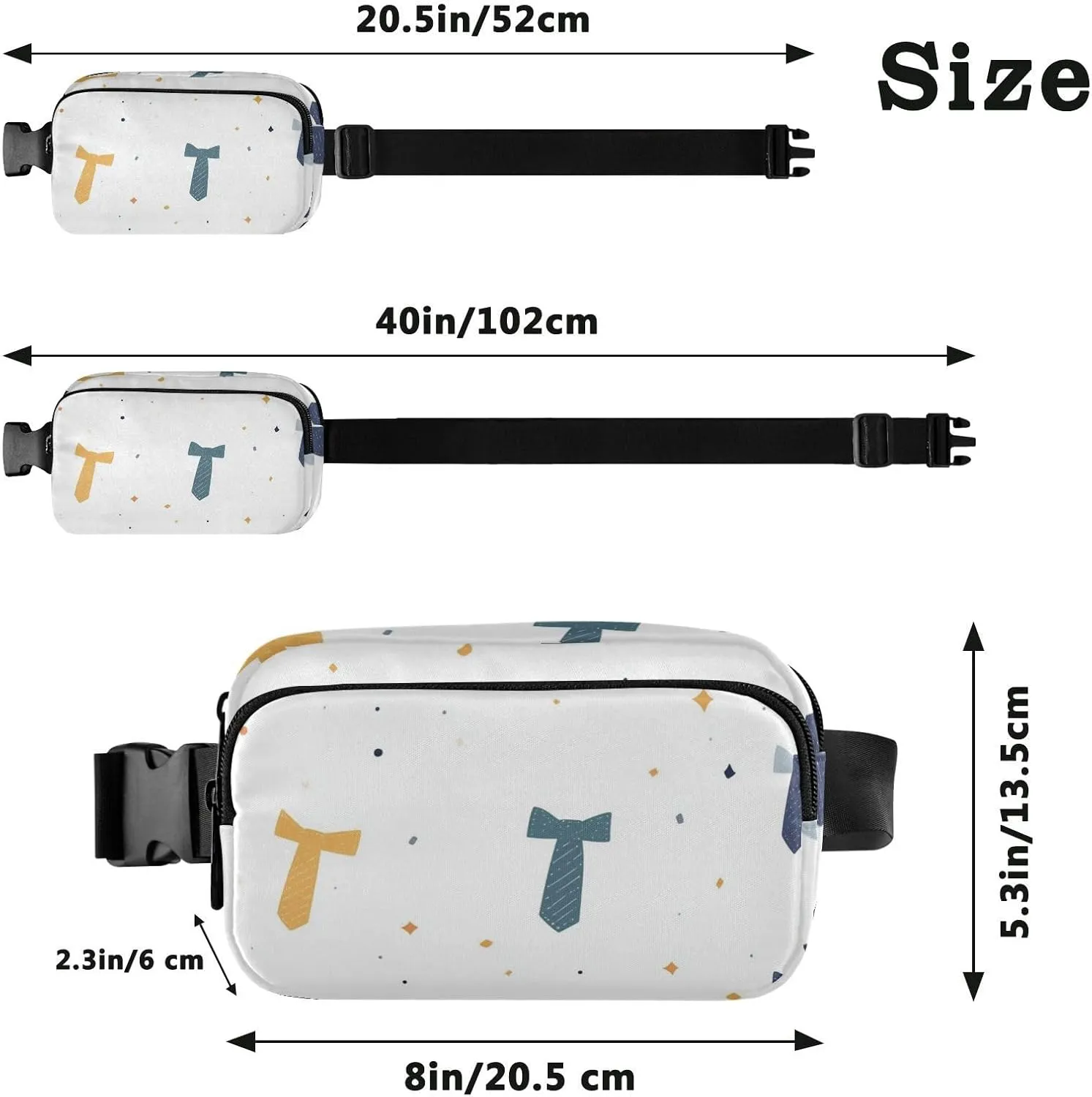Waist Pack Crossbody Passport Bag, Father's Day Belt Men's Tie, Women Men Waterproof Sling Chest Bags with Adjustable Strap Fanny Packs for Workout Running Hiking