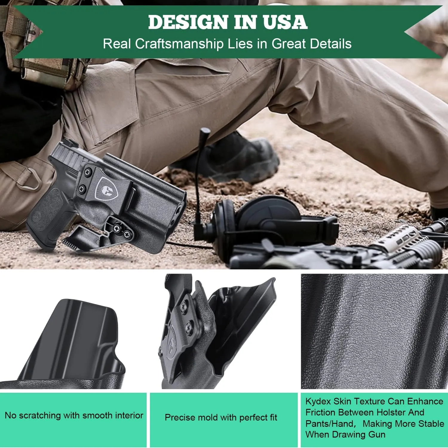 WARRIORLAND IWB Kydex Holster, Compatible with S&W SD9 VE & SD40 VE, Adj. Cant & Posi-Click Retention, Claw Attachment/Fiber/Right-Hand/Left-Hand Options