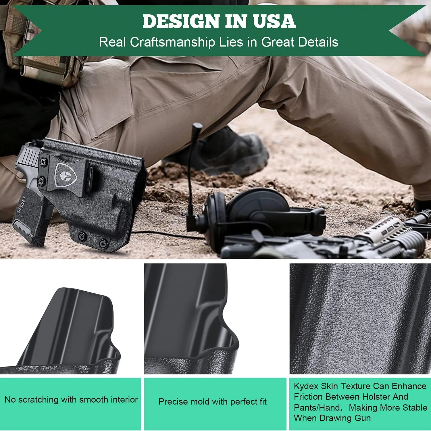 WARRIORLAND IWB Kydex Holsters Compatible with Sig P365/ P365 SAS/ P365XL with TLR-6/6 HL / 6 HL G Pistol, Inside Waistband Concealed Carry, Adj. Cant & Posi-Click Retention, No Scratch