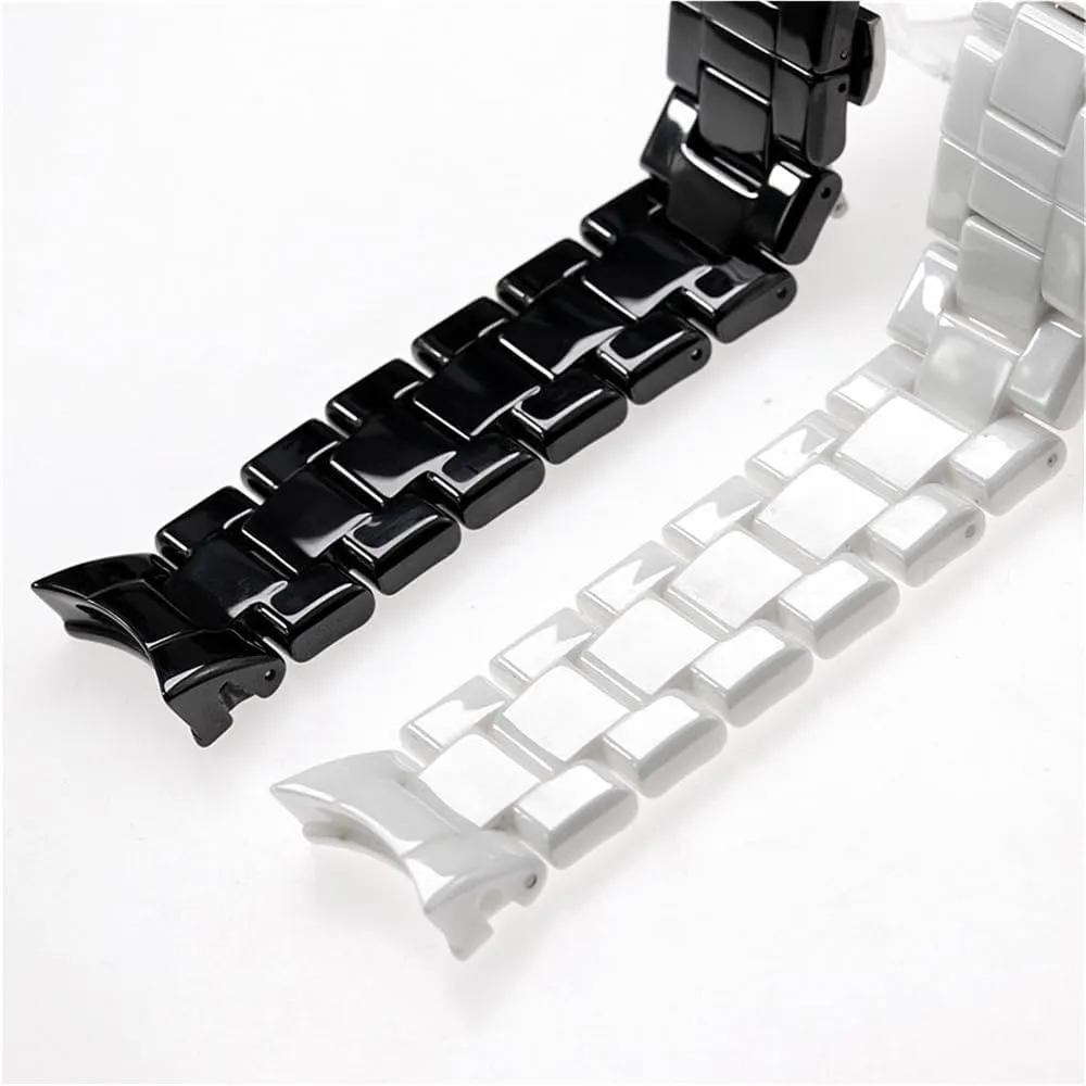 Watch Strap Band Bracelet Belt Black White Butterfly Button 18mm 22mm