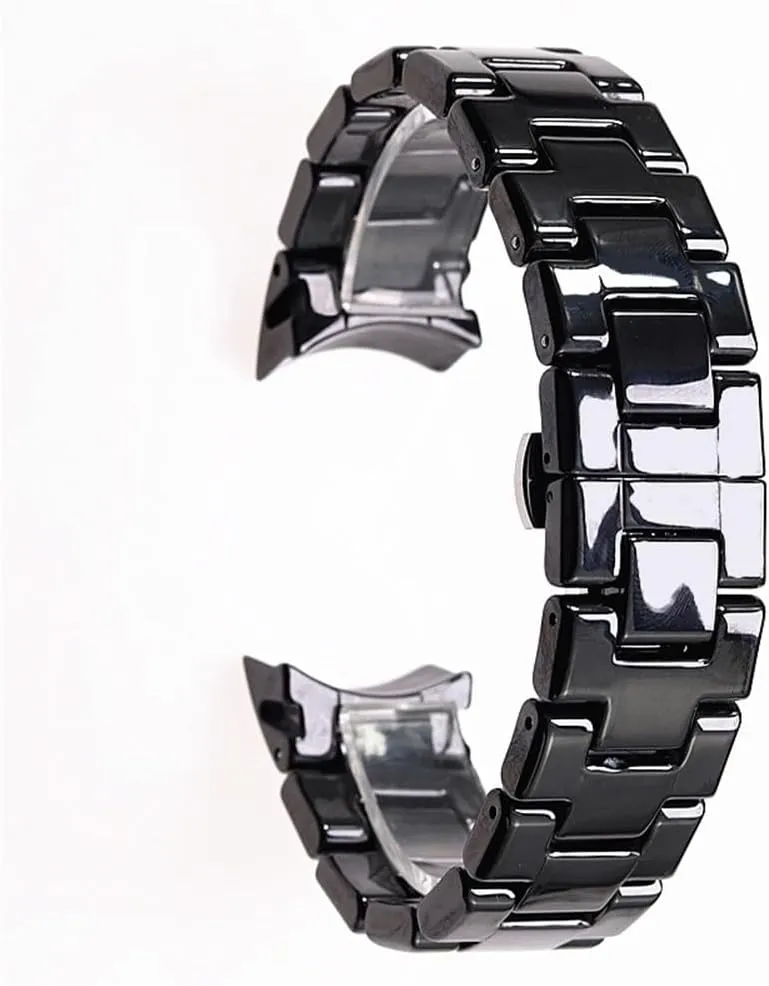 Watch Strap Band Bracelet Belt Black White Butterfly Button 18mm 22mm