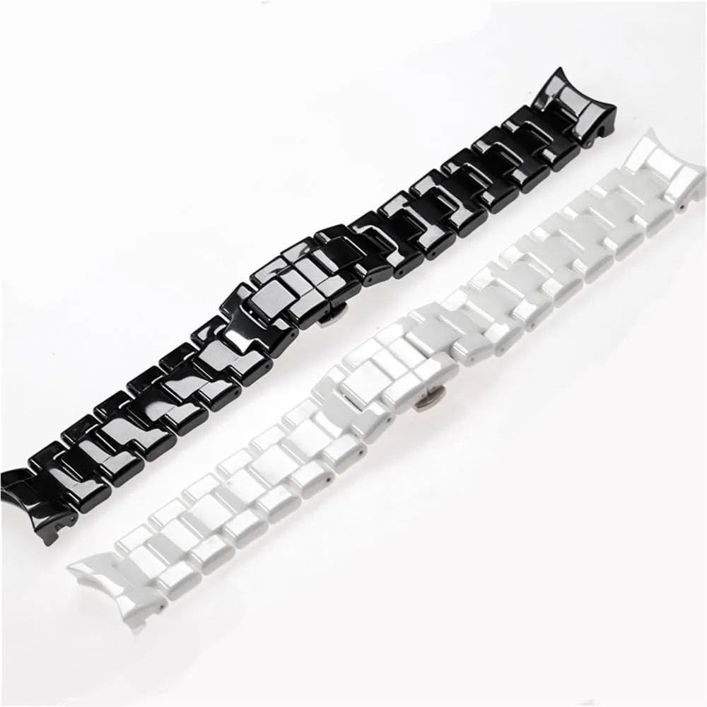 Watch Strap Band Bracelet Belt Black White Butterfly Button 18mm 22mm