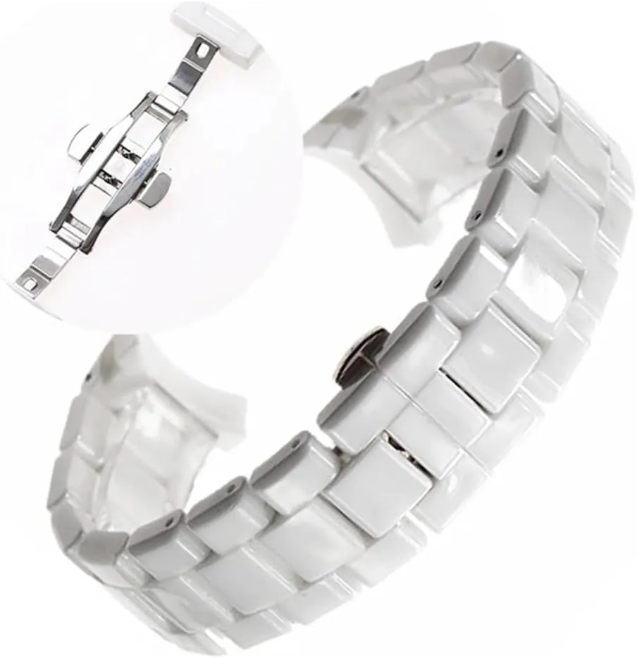 Watch Strap Band Bracelet Belt Black White Butterfly Button 18mm 22mm