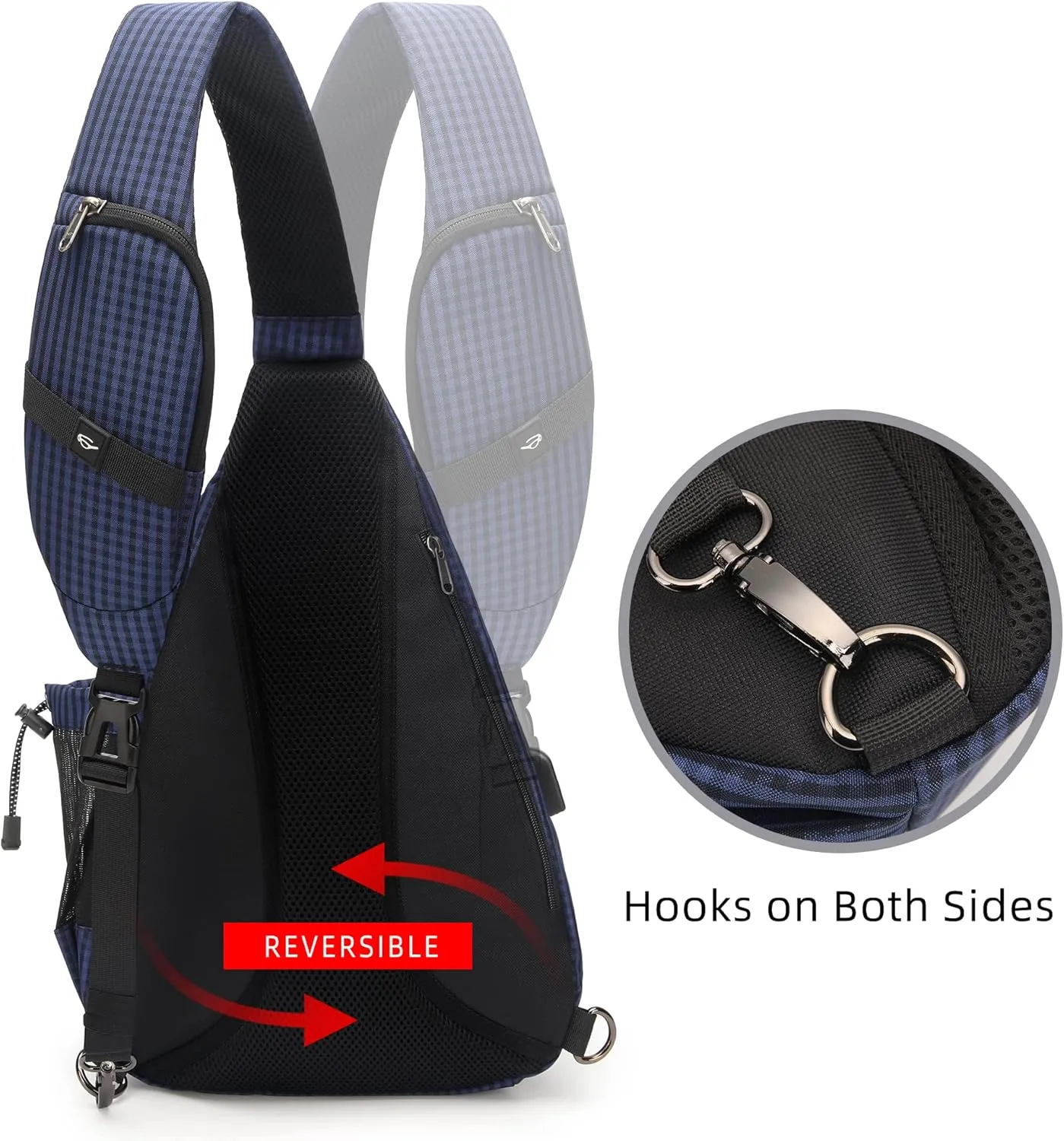 Water-Proof Sling bag/Crossbody Backpack/Shoulder Bag with USB Charging Port for Travel, Hiking, Cycling, Camping
