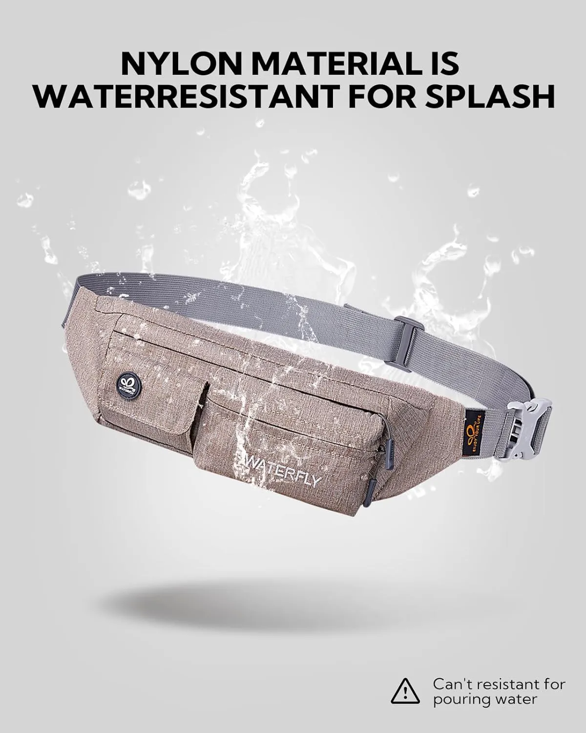 WATERFLY Fanny Pack for Women Men Water Resistant Small Waist Pouch Slim Belt Bag with 4 Pockets for Running Travelling Hiking Walking Lightweight Crossbody Chest Bag Fit All Phones…