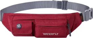 WATERFLY Fanny Pack for Women Men Water Resistant Small Waist Pouch Slim Belt Bag with 4 Pockets for Running Travelling Hiking Walking Lightweight Crossbody Chest Bag Fit All Phones…