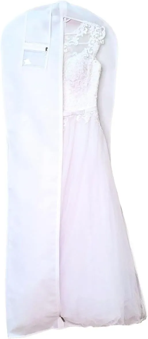 Wedding Dress Garment Bag Extra Long White Clothes Cover for Storage or Travel