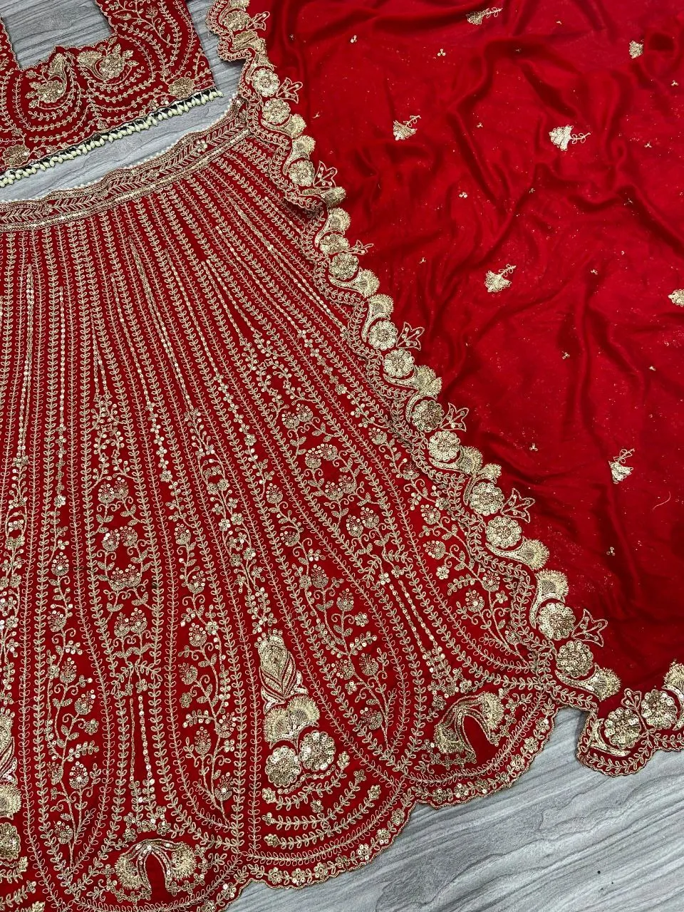 Wedding Wear Red Silk Heavy Embroidered Lehenga Choli