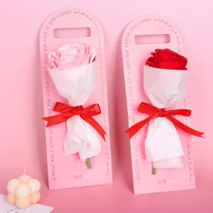Whaline 50 Set Flower Boxes Mother's Day Flower Single Packaging Bag with Ribbon Tissue Paper Flower Bouquet Gift Bag Florist Portable Box Creative Decor for Graduation Wedding Birthday Party Gift