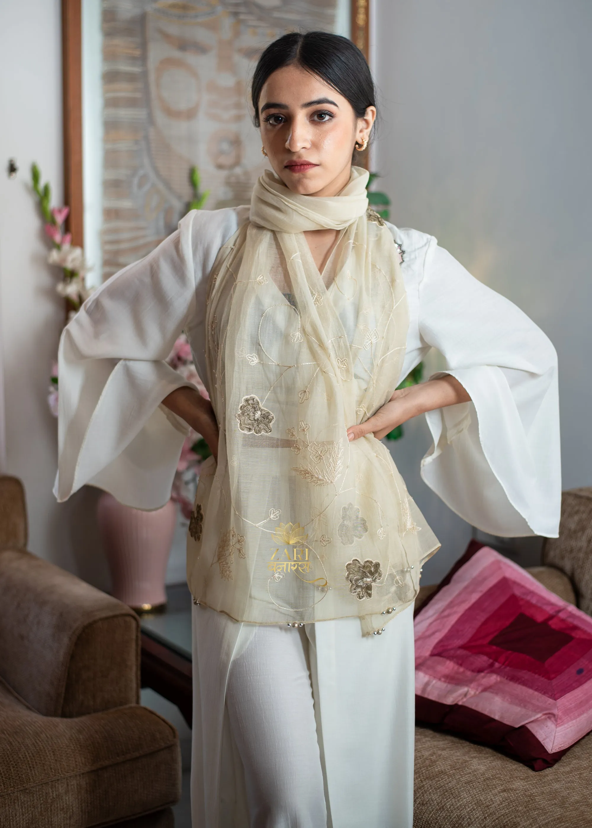 Whispered Gold Silk Scarf