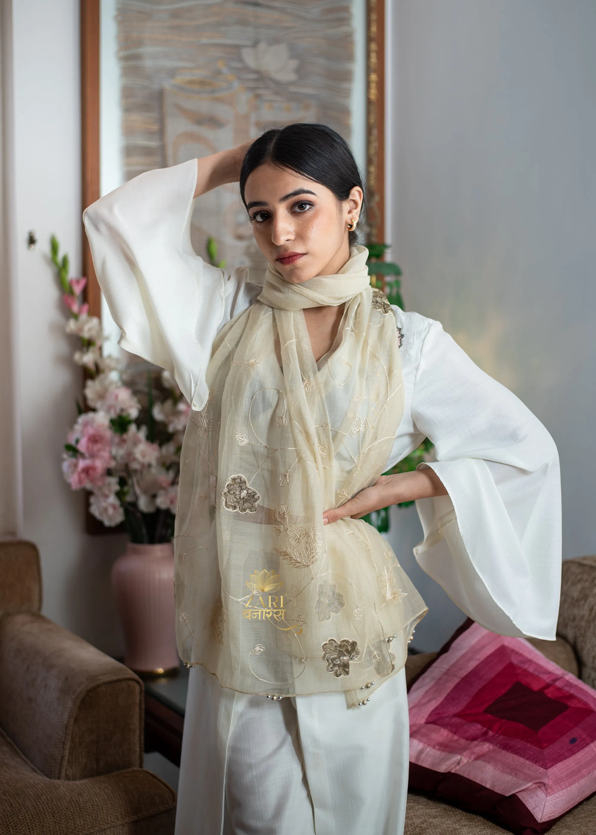 Whispered Gold Silk Scarf