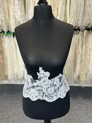 White Beaded & Corded Lace Trim - Victoria