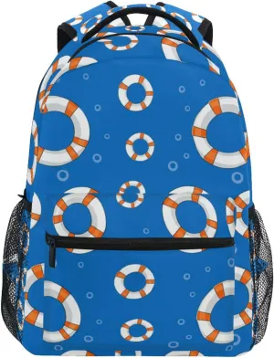 White Segments Floating School Backpack Bookbags, Athletic Student Laptop Book Bag,Backpack with Side Pockets for Travel, Hiking, Camping