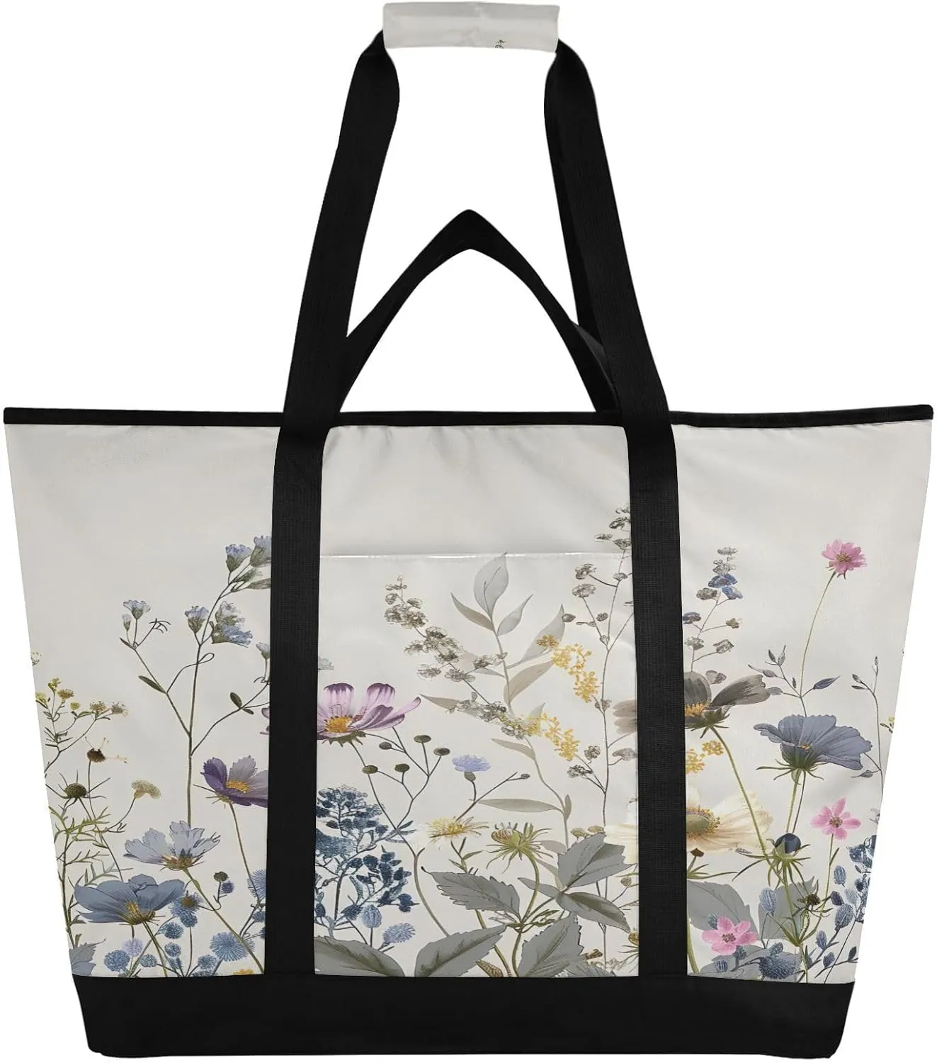 Wildflowers Reusable Insulated Lunchbox Cooler Bag, Leakproof Kitchen Grocery Bag Collapsible Portable Cooler Tote Bag for Picnic, Camping, Office, Travel