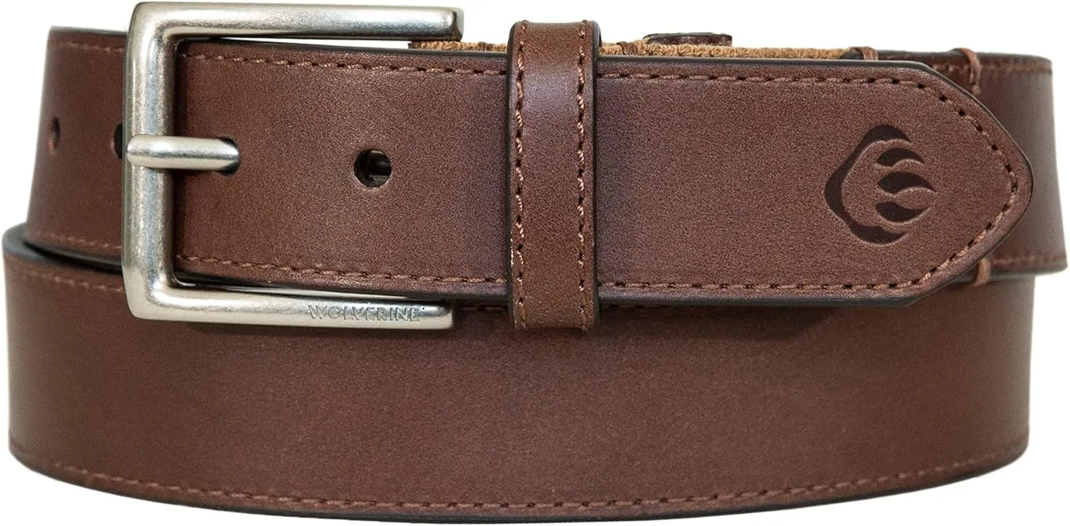Wolverine Men's Stretch Leather Belt | Heavy Duty | Utility | Durable | Casual | Classic | Comfort | Metal Buckle