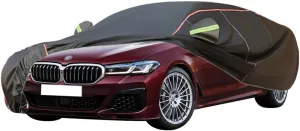 WOLWES Car Cover are Suitable for Alpina B5 Saloon All-Weather Windproof, Snowproof, Rainproof, UV-Protected and Breathable All-Season Universal with Side Door Zip Oxford Cloth Car Cover (Color : Bla