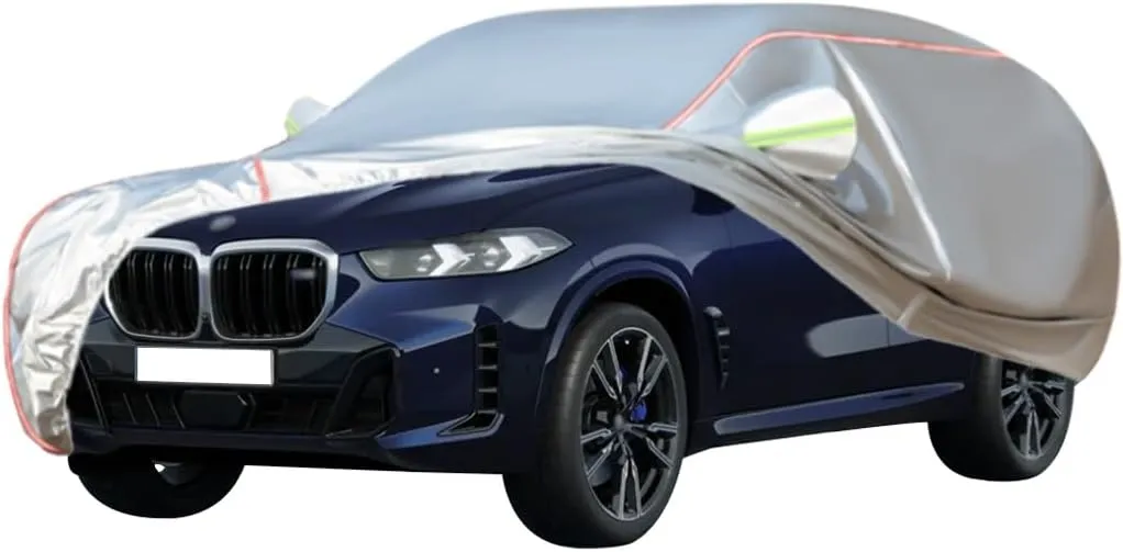 WOLWES Car Cover are Suitable for BMW X5 M60i xDrive All-Weather Windproof, Snowproof, Rainproof, UV-Protected and Breathable All-Season Universal with Side Door Zip Oxford Cloth Car Cover (Color : W