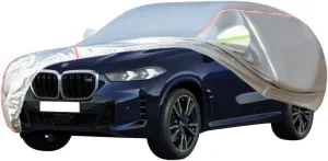 WOLWES Car Cover are Suitable for BMW X5 M60i xDrive All-Weather Windproof, Snowproof, Rainproof, UV-Protected and Breathable All-Season Universal with Side Door Zip Oxford Cloth Car Cover (Color : W