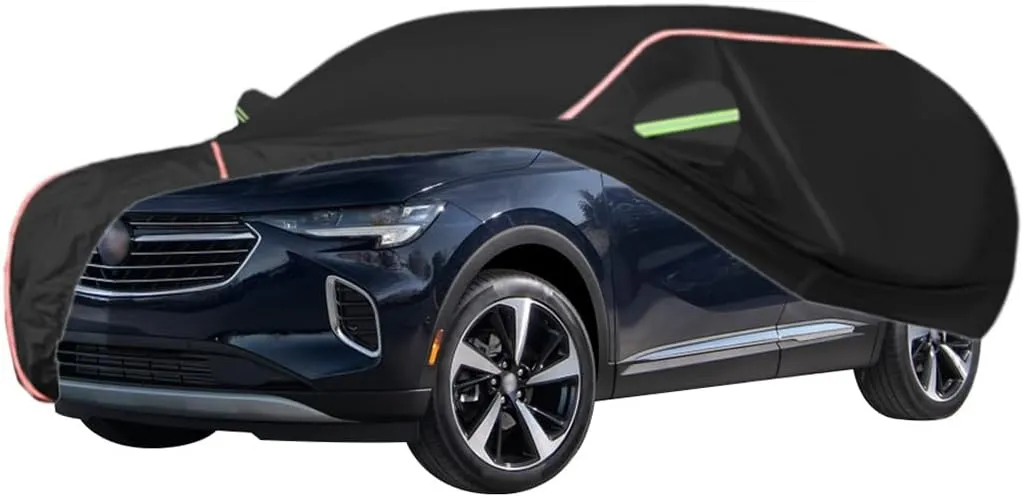 WOLWES Car Cover are Suitable for Buick Envision All-Weather Windproof, Snowproof, Rainproof, UV-Protected and Breathable All-Season Universal with Side Door Zip Oxford Cloth Car Cover (Color : Black