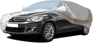 WOLWES Car Cover are Suitable for Citroen C-Elysée All-Weather Windproof, Snowproof, Rainproof, UV-Protected and Breathable All-Season Universal with Side Door Zip Oxford Cloth Car Cover (Color : WHI