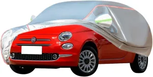 WOLWES Car Cover are Suitable for Fiat 500 All-Weather Windproof, Snowproof, Rainproof, UV-Protected and Breathable All-Season Universal with Side Door Zip Oxford Cloth Car Cover (Color : White, Siz