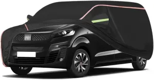 WOLWES Car Cover are Suitable for Fiat E-Ulysse All-Weather Windproof, Snowproof, Rainproof, UV-Protected and Breathable All-Season Universal with Side Door Zip Oxford Cloth Car Cover (Color : Black