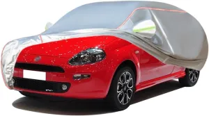 WOLWES Car Cover are Suitable for Fiat Punto All-Weather Windproof, Snowproof, Rainproof, UV-Protected and Breathable All-Season Universal with Side Door Zip Oxford Cloth Car Cover (Color : White)
