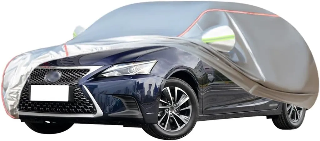 WOLWES Car Cover are Suitable for Lexus CT 200h All-Weather Windproof, Snowproof, Rainproof, UV-Protected and Breathable All-Season Universal with Side Door Zip Oxford Cloth Car Cover (Color : White