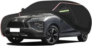 WOLWES Car Cover are Suitable for Mitsubishi Eclipse Cross All-Weather Windproof, Snowproof, Rainproof, UV-Protected and Breathable All-Season Universal with Side Door Zip Oxford Cloth Car Cover (Col