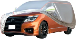 WOLWES Car Cover are Suitable for Nissan Elgrand All-Weather Windproof, Snowproof, Rainproof, UV-Protected and Breathable All-Season Universal with Side Door Zip Oxford Cloth Car Cover (Color : White