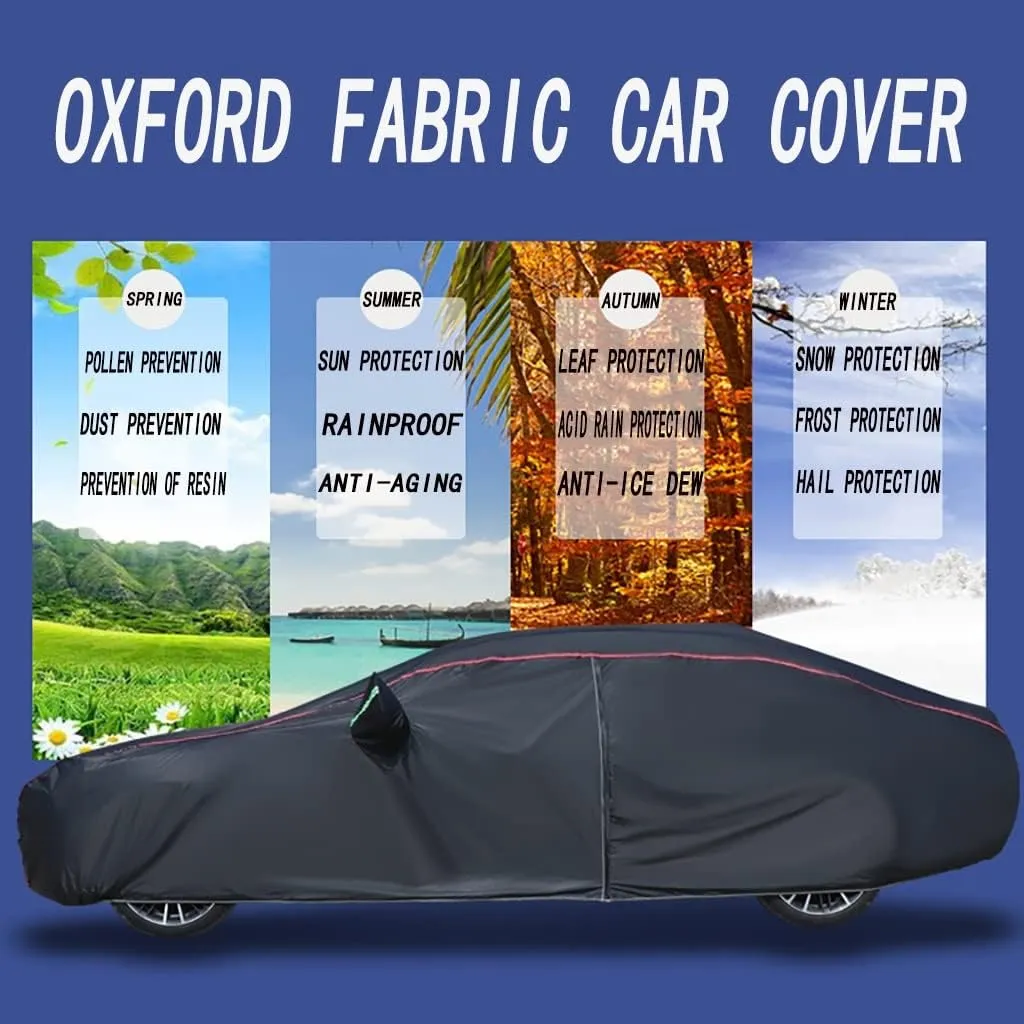 WOLWES Car Cover are Suitable for Nissan Pulsar All-Weather Windproof, Snowproof, Rainproof, UV-Protected and Breathable All-Season Universal with Side Door Zip Oxford Cloth Car Cover (Color : Black