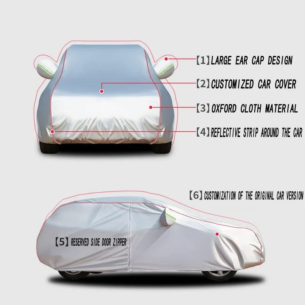 WOLWES Car Cover are Suitable for Nissan Pulsar All-Weather Windproof, Snowproof, Rainproof, UV-Protected and Breathable All-Season Universal with Side Door Zip Oxford Cloth Car Cover (Color : Black