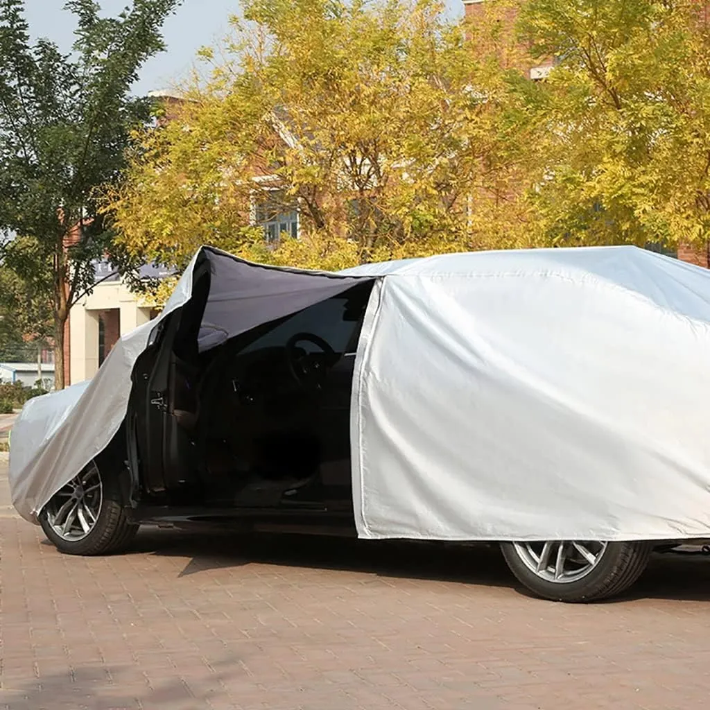 WOLWES Car Cover are Suitable for Nissan Pulsar All-Weather Windproof, Snowproof, Rainproof, UV-Protected and Breathable All-Season Universal with Side Door Zip Oxford Cloth Car Cover (Color : Black