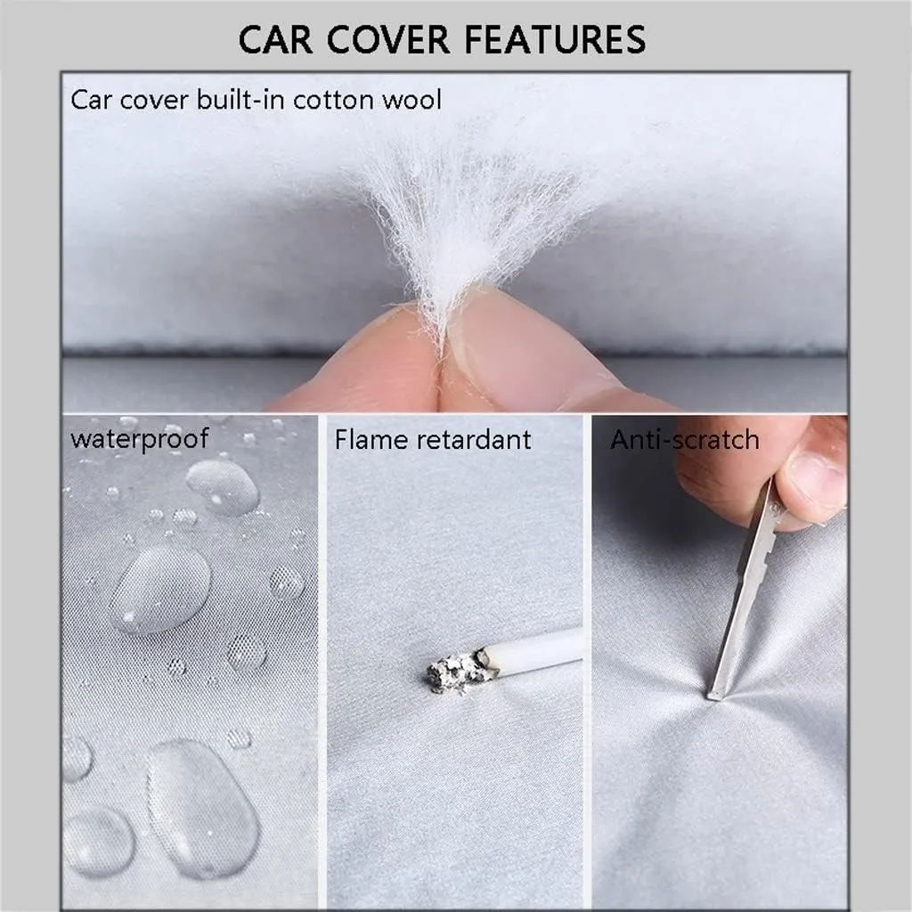 WOLWES Car Cover Are Suitable For Peugeot 108 Collection/Active/PureTech/Allure/VTI All-weather Windproof, Snowproof, Rainproof, UV-protected And Breathable All-season Universal With Side Door Zip Oxf