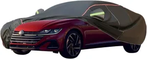 WOLWES Car Cover are Suitable for Volkswagen Arteon Saloon All-Weather Windproof, Snowproof, Rainproof, UV-Protected and Breathable All-Season Universal with Side Door Zip Oxford Cloth Car Cover (Col