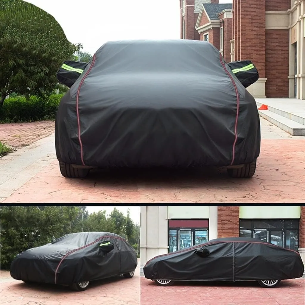WOLWES Car Cover are Suitable for Volkswagen Arteon Saloon All-Weather Windproof, Snowproof, Rainproof, UV-Protected and Breathable All-Season Universal with Side Door Zip Oxford Cloth Car Cover (Col