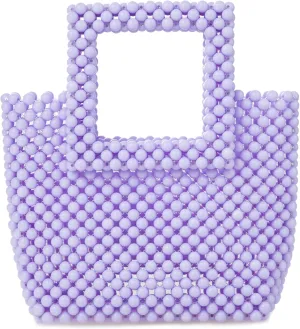 Women Acrylic Beaded Square Tote Handbag Evening bag for Daily Use Wedding Party