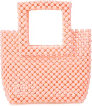Women Acrylic Beaded Square Tote Handbag Evening bag for Daily Use Wedding Party