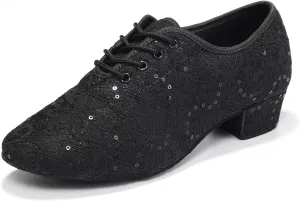 Women Ballroom Dance Shoes Lace up Latin Salsa Practice Dance Teaching Shoes,Model LPWMMD