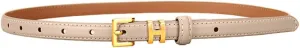 Women Gold Buckle Design Skinny Leather Belt Jeans Belt for Pants in Pin Buckle Belt, Womens Belts for Dress