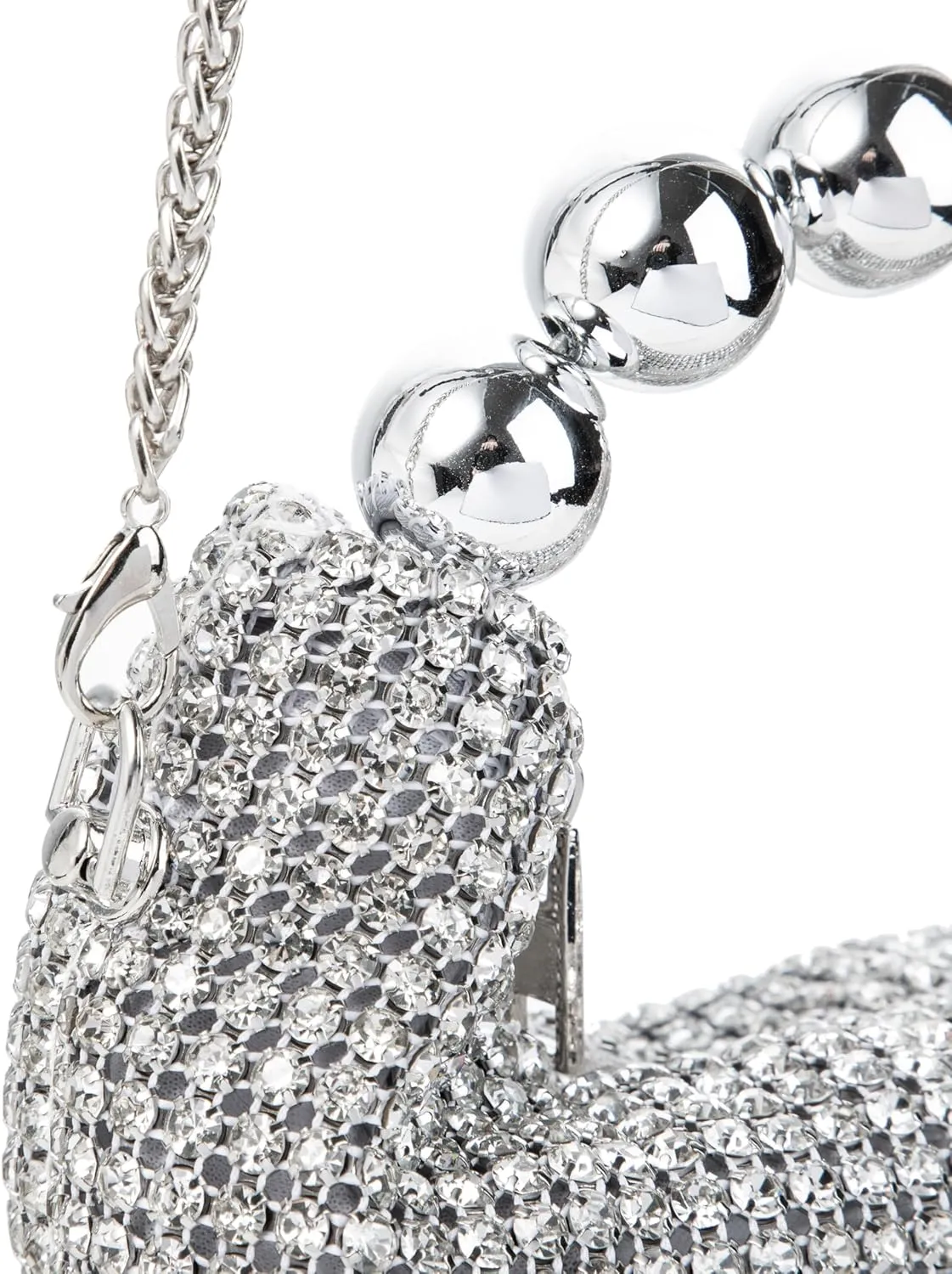 Women Rhinestone Beaded Evening Bag Sparkling Clutch with Detachable Strap for Wedding Party