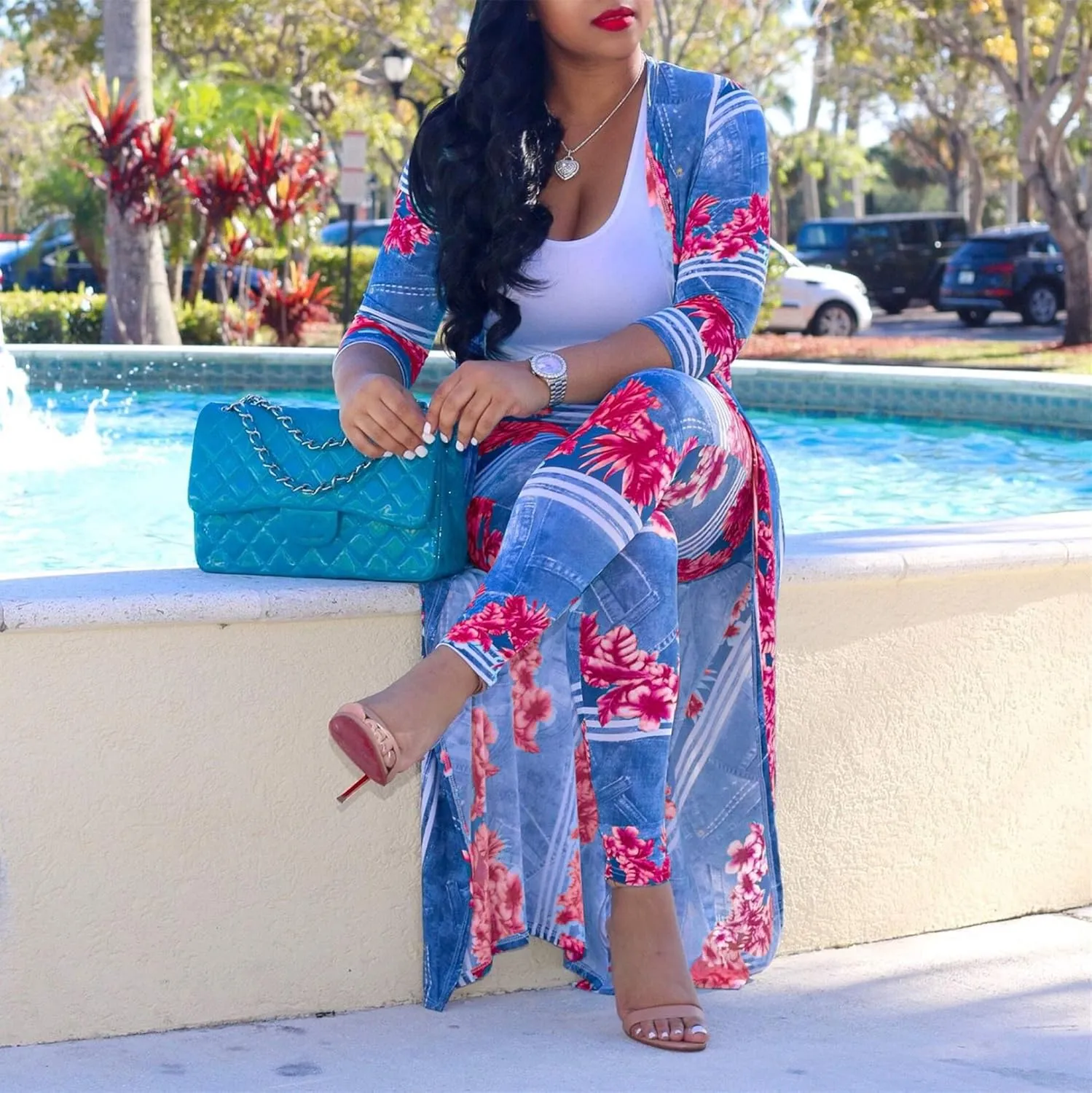 Womens 2 Pieces Outfits Pantsuits Long Sleeves Open Front Cardigan Cover up and Pants Set