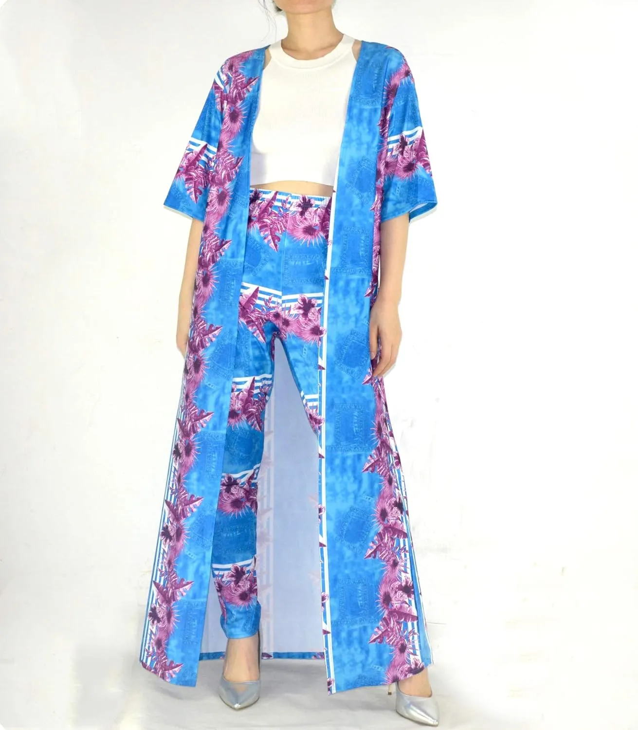 Womens 2 Pieces Outfits Pantsuits Long Sleeves Open Front Cardigan Cover up and Pants Set