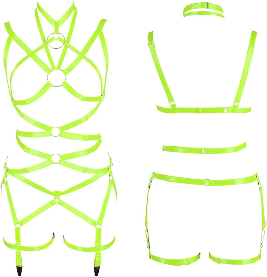 Women's Body Harness Bra Full Elastic Belt Adjustable Elastic Punk Dance Carnival Gothic Suit Clothing Accessories
