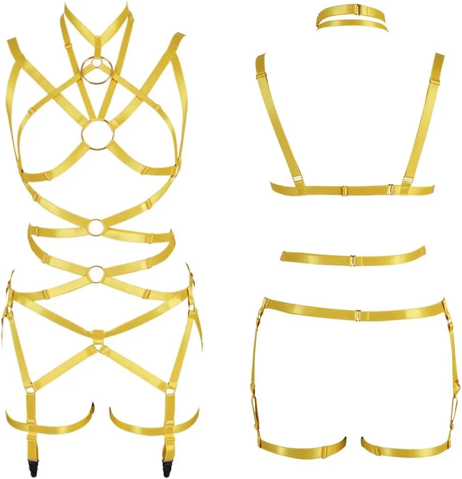 Women's Body Harness Bra Full Elastic Belt Adjustable Elastic Punk Dance Carnival Gothic Suit Clothing Accessories